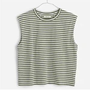 Madewell Striped Sleeveless Top - Green and White